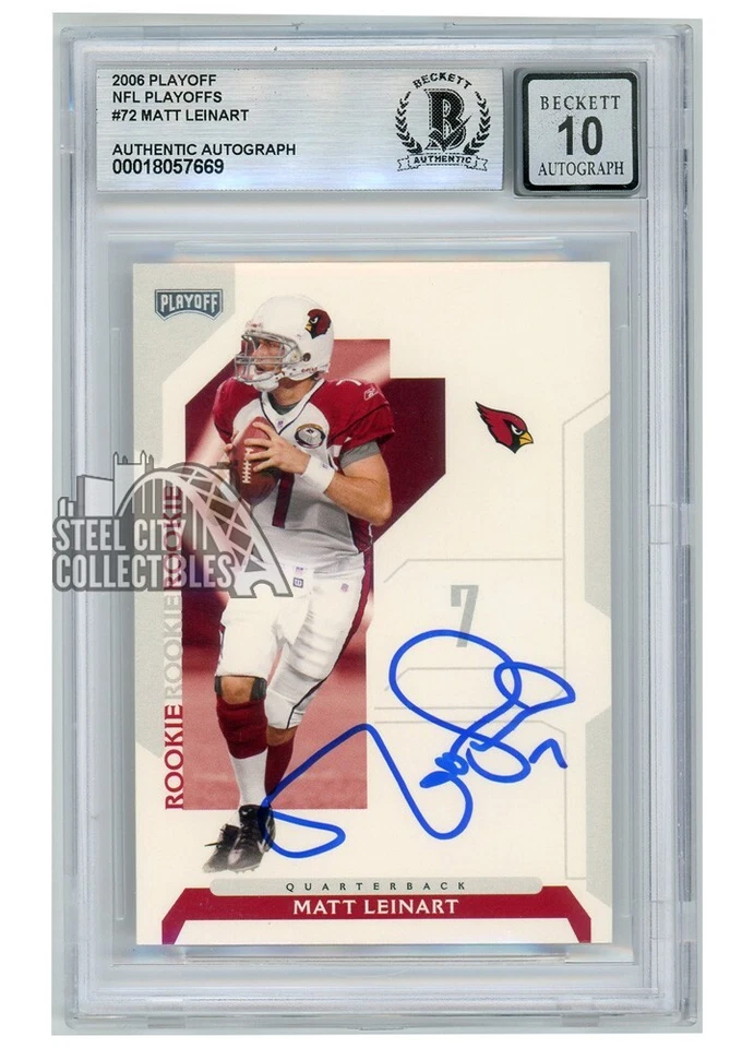 Matt Leinart 2006 Donruss Playoff Rookie Autograph Card #72 BAS 10 - Image 1 of 1