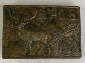 Vintage “BPOE Deer Hunting” Order of Elks Lodge Brass Belt Buckle 2” Rectangle - Picture 1 of 5