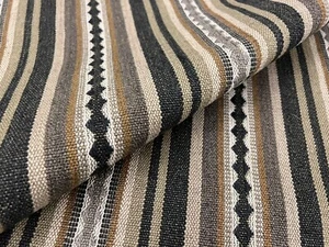 Mulberry Jute Stripe Fabric- Dalton Stripe / Charcoal Bronze 1.25 yds FD731.A130 - Picture 1 of 3