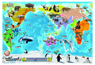 Animal WORLD Map Large A2 Laminated Educational Teaching Kids Children Poster • 4.83£