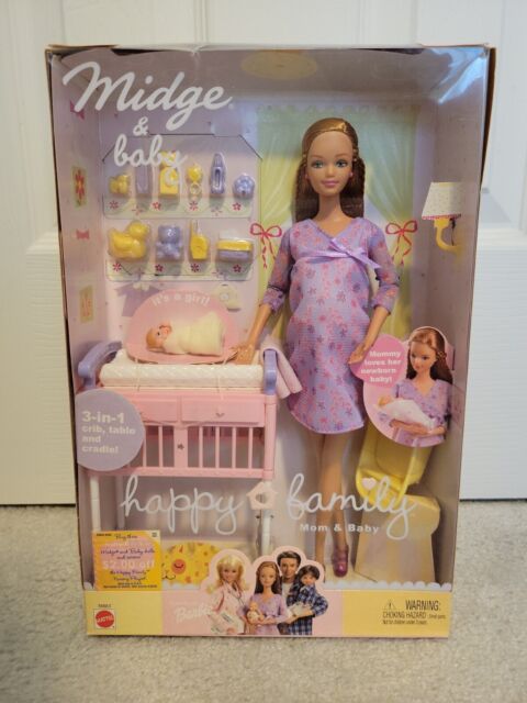 Barbie Happy Family Pregnant Mom Midge with Belly Attachment & Newborn Baby  💕