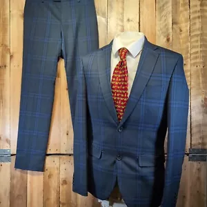 Next Tailoring Skinny Fit 2-Teiler Anzug marine kariert Sakko 38 R Hose W28 L31 - Bild 1 von 18