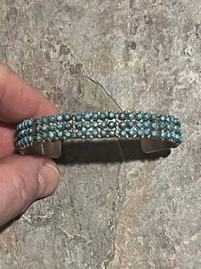 Zuni April Haloo Snake Eyes Turquoise Cuff Bracelet Sterling Silver 7 1/4” - Picture 1 of 5