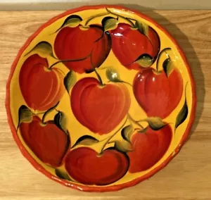 BEAUTIFUL TUSCAN STYLE APPLE WITH GOLD GLITTER CERAMIC GLAZED BOWL - READ! - Picture 1 of 8