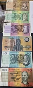 Genuine Old $1 $2 $5 $10x2 $20 Paper Banknotes " Set 6 Notes " Money Currency - Picture 1 of 12