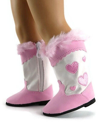 Pink Heart Cowboy Western Boots Made For 18  American Girl Doll Clothes • 7.94$