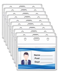 10x Portafoglio Trasparente Doppio Lato Paesaggio ID Badge Tascabile Porta Carte Orizzontale - Foto 1 di 5