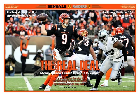 BENGALS WIN FIRST PLAYOFF GAME IN 31 YEARS 19”x13” COMMEMORATIVE POSTER Cover