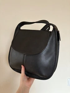 True Vintage retro 90s COACH Ergo Flap 9029 Black Leather Shoulder Bag Hobo - Bild 1 von 9