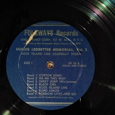 Huddie Ledbetter Memorial 10" LP Leadbelly story vol 2 Folkways - Image 1 of 2
