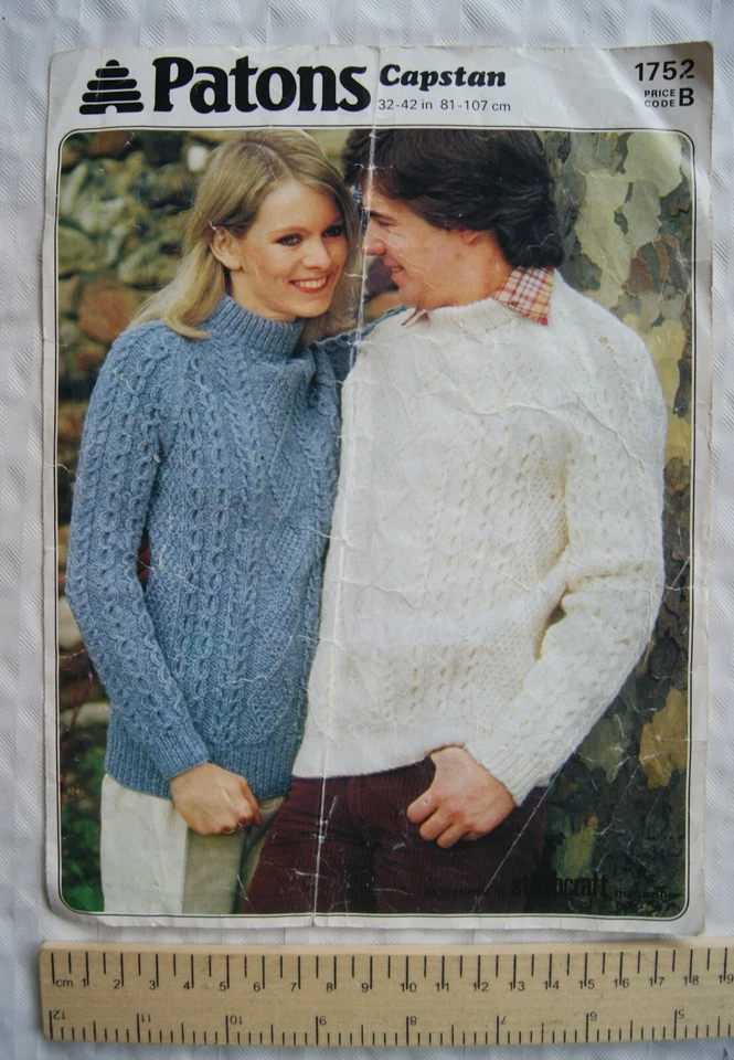 1980 Patons 1752 his & hers sweaters, capstan aran - Image 1 of 1