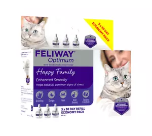 FELIWAY Optimum 3 x 30 Day Refill 48ml - Best Solution to Ease Cat Anxiety - Picture 1 of 4