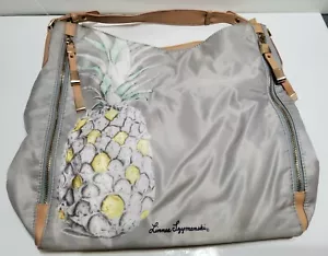Linnea Szymanski Pineapple Schultertasche Umhängetasche Nylon Leder 15x12 Reißverschlüsse - Bild 1 von 5