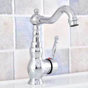 Grifo mezclador de montaje en cubierta de montaje de una sola manija cromado pulido lavabo lavabo - Imagen 1 de 7