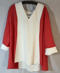 Emmelle zweifarbiges rot-weißes Color Block Shirt 2X - Bild 1 von 4