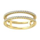 10k Yellow Gold Round Lab Grown Diamond Two Row Band Ring Size 7 Gift For Women