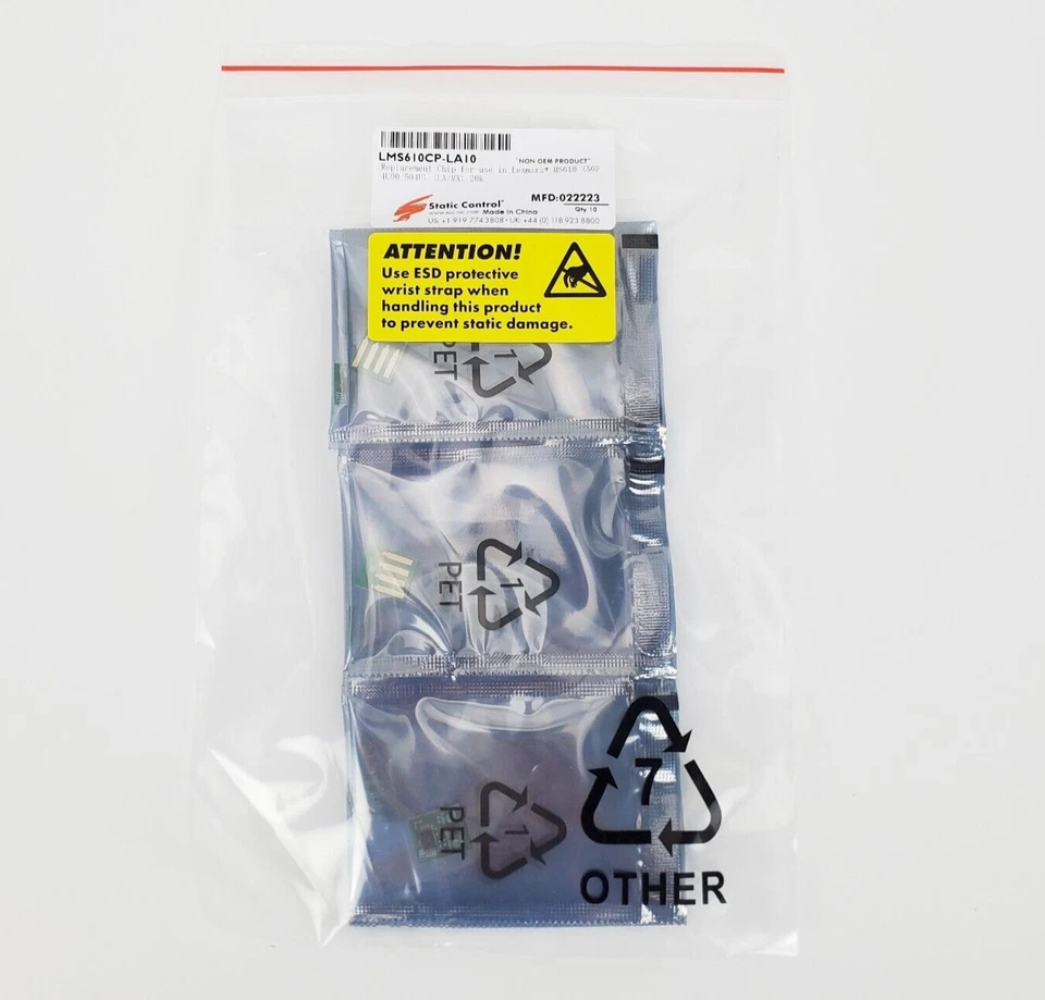10 x Toner Reset Chips for Lexmark MS610, 20k Yield, 504U, 50F4U00, New Sealed! - Image 1 of 4