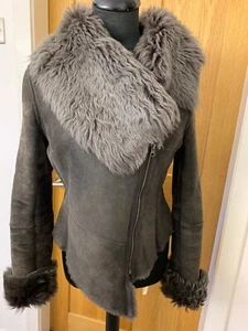 Karen Millen real sheepskin shearling fur coat jacket Toscana sz UK10 US6 - Picture 1 of 21