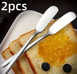 2X Butter Spreader Stainless Steel Cream Jam Honey Cheese Spreader Knife Scraper - Picture 1 of 5