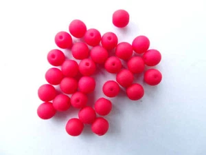 Round Pressed Glass Bead 6mm Matte Neon Red - Picture 1 of 1