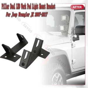 Dual A-Pillar Light Brackets Mounts Kit for 2007-2018 Jeep Wrangler JK / JKU - Picture 1 of 10