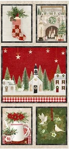 3 Wishes - French Countryside Christmas 24" Quilting Fabric Panel With Doves 🕊 - Picture 1 of 4