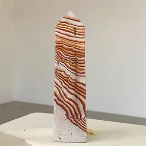 353g Natural Crystal China Red Striped Stone Quartz Obelisk Mineral Healing E277 - Picture 1 of 16