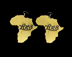 Locs Africa Map Gold Mirror Afro Dangle Earrings Large Acrylic Statement Afro - Picture 1 of 8