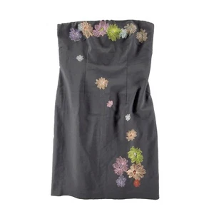 New York & Co. schwarz Blumenmuster genäht Stretch-Reißverschluss hinten Mini-Neckholder Kleid Größe 10 - Bild 1 von 7