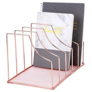 File Sorter Organizer 5 Section Magazine Holder Rack Desktop Wire Book Stand ... - Picture 1 of 6