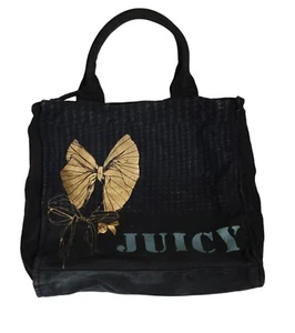 Juicy Couture schwarz und grau mittelgroße Canvas Beuteltasche dyc5 - Bild 1 von 12