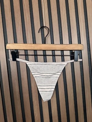 New Victoria's Secret Panties Large Womens Gray Pink Striped V String Soft Modal - Image 1 of 4