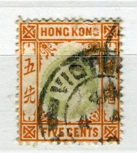 HONG KONG; 1904 early Ed VII issue fine used 5c. value - Picture 1 of 1