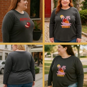 Camiseta mujer talla grande manga larga XL-4XL - Imagen 1 de 9