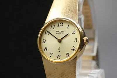 Vintage 1976 N MINT Seiko Bracelet 43-0040 Gold Round Quartz Womens Watch JAPAN - Image 1 of 4