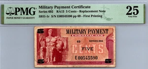 Series 692 (5 Cents) 1st Printing Replacement Note PMG 25 Very Fine S931-1r - Picture 1 of 12