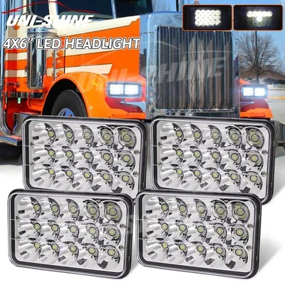 4x 4x6" pulgadas faros LED haz sellado alto/bajo para Kenworth Peterbilt 357 379 378 Foto 1 de 4