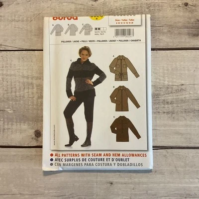 Burda 8026 Sewing Pattern Utility Military Jacket Pockets Collar Size 8-20 UNCUT - Image 1 of 3