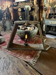 Primitive Antique Flax Heckle Wool Carder 1800’s Early Lighting - Picture 1 of 10