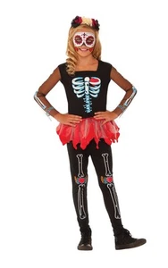Rubie's Official Scared to the Bone Halloween Day of the Dead Costume, Girls Fan - Picture 1 of 6