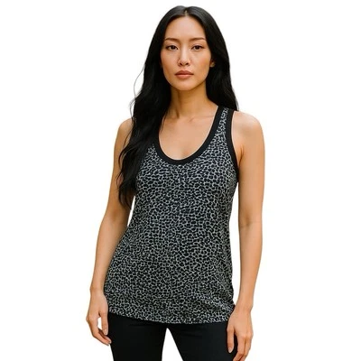 Regata Joie preta branca chita seda estampa animal racerback sem mangas pequena - Imagem 1 de 4