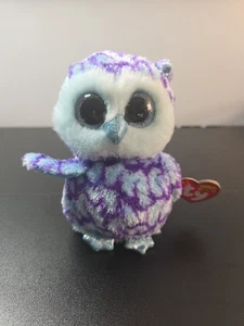 TY Oscar Owl Plush With Tag Purple Light Blue - Bild 1 von 6