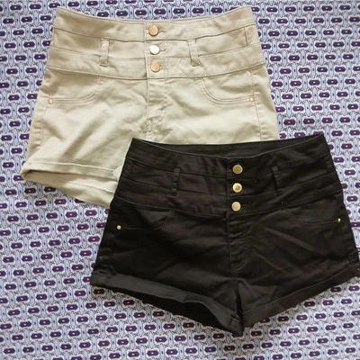 Lote de 2 pares de pantalones cortos de cintura alta con botones, talla 6 Foto 1 de 4