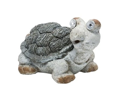 Alpine Corp. QWR472SLR Turtle Statue with Solar Power Eyes Yard Garden Decor - Image 1 of 3