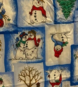 Vintage Fabric Traditions Carol Ingram Designs Snow Follies Fabric Snowmen 1 Yd - Picture 1 of 7