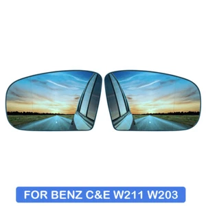 For W211 W203 Mercedes E/C-class Wide Angle Heated Base Door Mirror Glass Blue 2 - Picture 1 of 8