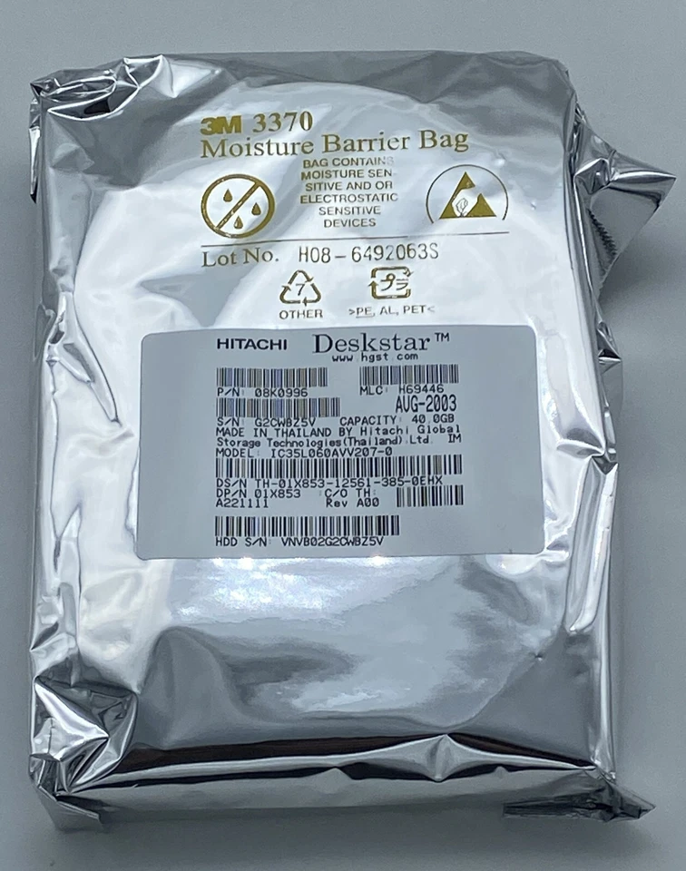 Hitachi IC35L060AVV207-0 40GB IDE Hard Drive P/N: 08K0996 MLC H69446 Brand NEW! - Image 1 of 1