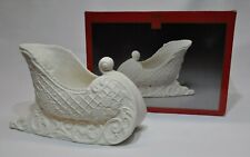 Vintage Madison Avenue Bisque Sleigh With Embossed Poinsettia & Doves
