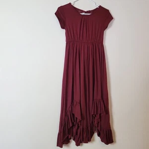 Joyfolie Mia Joy Maxi Dress Girls 8/M Burgundy hi low open back tie crochet boho - Picture 1 of 24