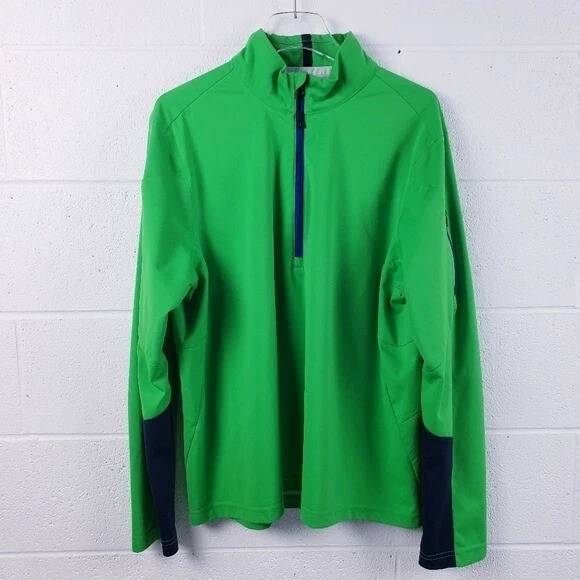 RLX Ralph Lauren яркий зеленый 1/4 молнии длинным рукавом эластичной впитывающий пуловер большой - Изображение 1 из 4